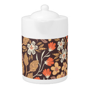 Autumn Flora: Vintage Seamless Pattern Teapot
