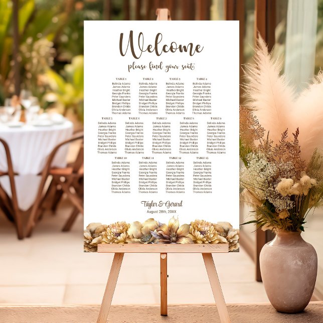 Autumn Floral 13 Table Wedding Seating Chart Foam Board (Creator Uploaded)