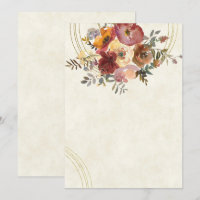 Autumn floral and gold blank wedding