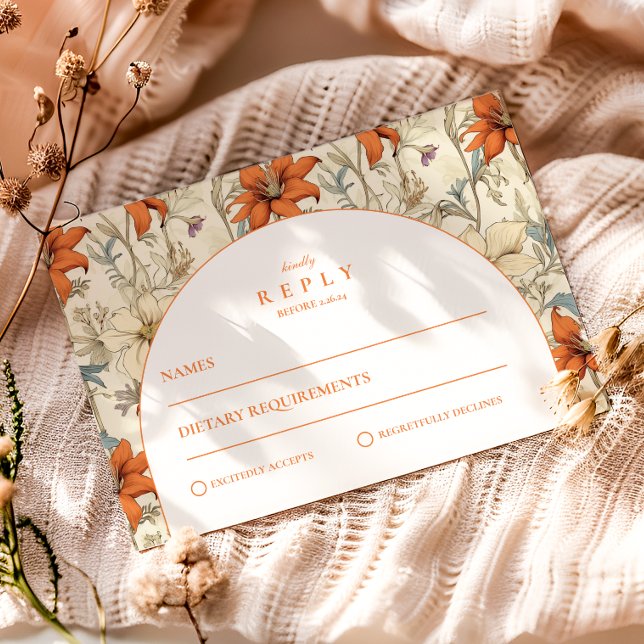 Autumn Floral Arch Wedding RSVP Card (Creator Uploaded)
