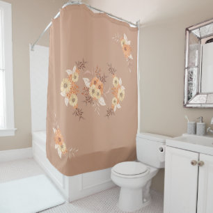 Autumn Floral Art in Warm Earth Tones Shower Curtain