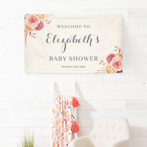 Autumn Floral BABY or Bridal SHOWER Welcome Banner