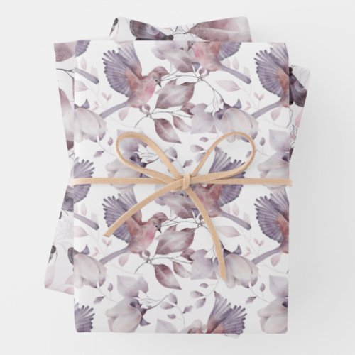 AUTUMN FLORAL BIRDS AND MOTHS WRAPPING PAPER SHEETS