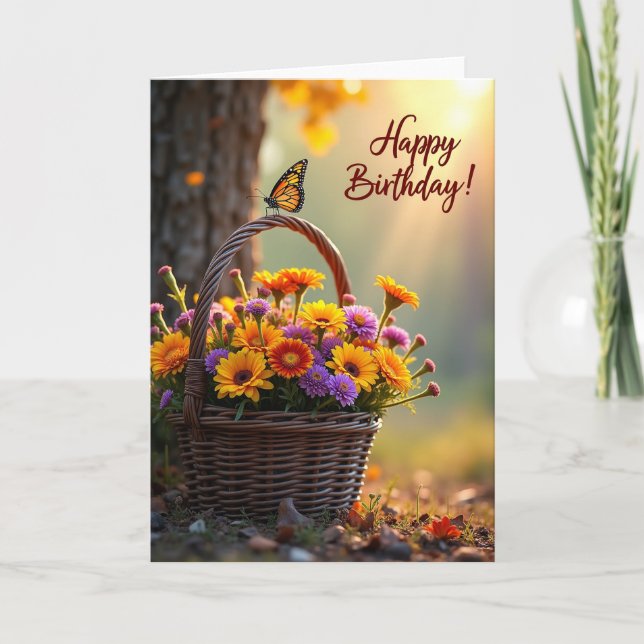 Autumn Floral Birthday Card (Front)