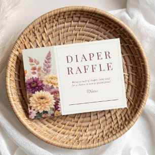 Autumn Floral Boho Diaper Raffle Enclosure Card