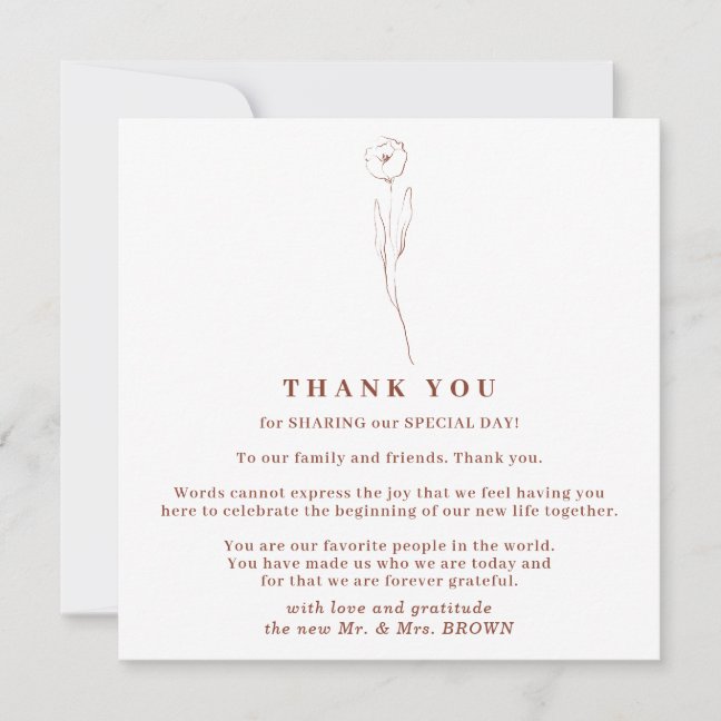 Autumn Floral Boho Terracotta Indie thank you Invitation