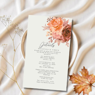 Autumn Floral BoId watercolor bloom wedding Enclosure Card