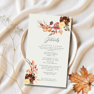 Autumn Floral BoId watercolor bloom wedding Enclosure Card