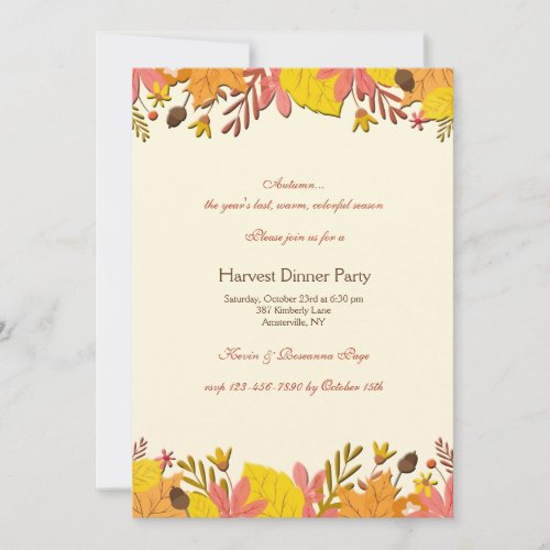 Autumn Floral Borders Invitation