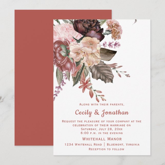 Autumn Floral Bouquet Wedding | Invitation (Front/Back)