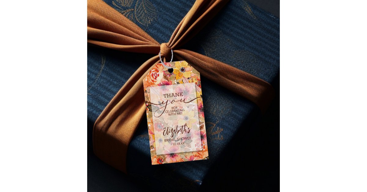 Autumn Floral Bridal Shower Favor Gift Tags | Zazzle