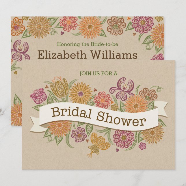 Autumn Floral Bridal Shower Invitation (Front/Back)
