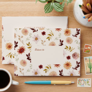 Autumn Floral Bridal Shower Invitation Envelope