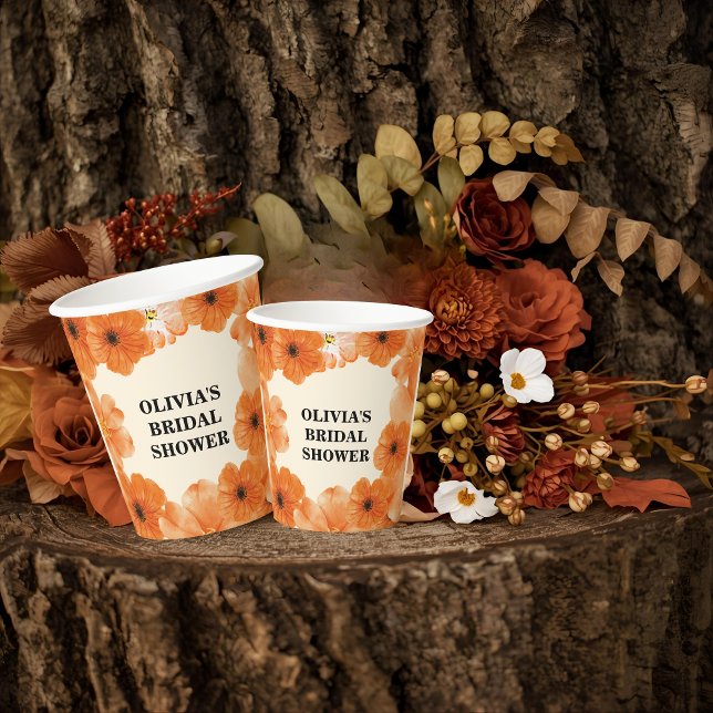 Autumn floral bridal shower paper cups (Creator Uploaded)