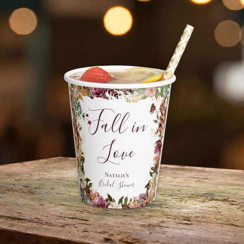 Autumn Floral Bridal Shower Paper Cups