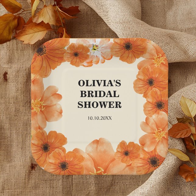 Autumn floral bridal shower paper plates (Creator Uploaded)