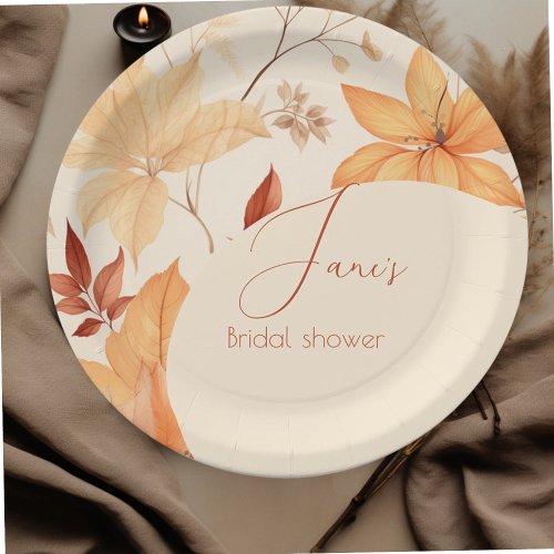 Autumn floral  bridal shower  paper plates