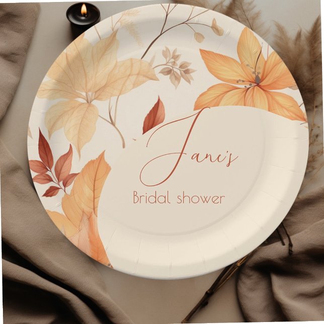 Autumn floral  bridal shower  paper plates (Creator Uploaded)