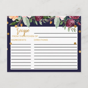 Autumn Floral Bridal Shower Recipe Cards