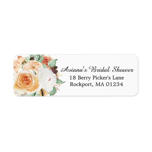 Autumn Floral Bridal Shower Return Address Label