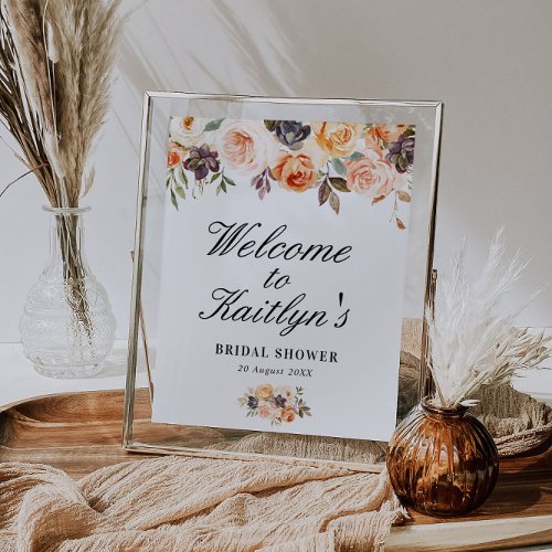 autumn floral bridal shower welcome sign