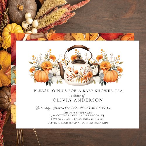 Autumn Floral Bridal Tea Party  Invitation