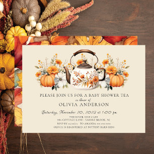 Autumn Floral Bridal Tea Party Invitation