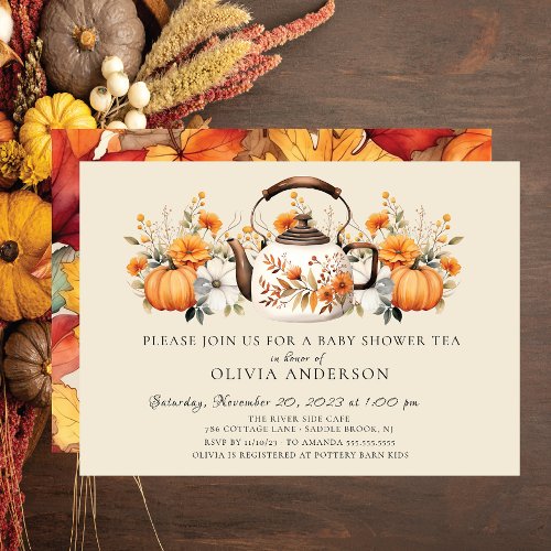 Autumn Floral Bridal Tea Party  Invitation