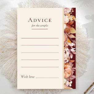 Autumn Floral Burgundy Cream Wedding Advice Card