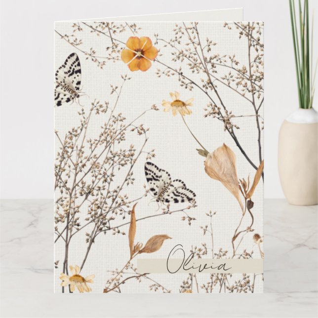Autumn Floral Butterfly Thank You Card (Front)