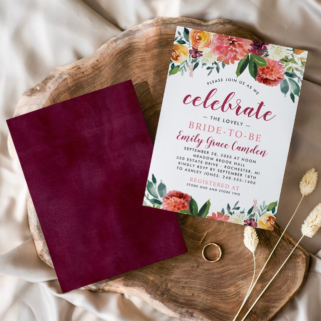 Autumn Floral Celebrate Bride to Be Shower Invitation (Creator Uploaded)