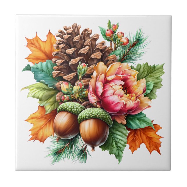 Autumn Floral Ceramic Tile (Front)