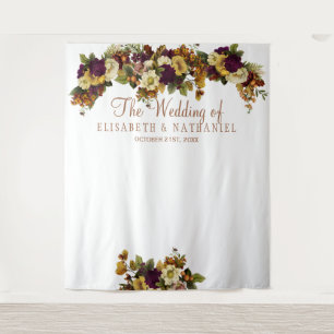 Autumn floral chic wedding photo booth backdrop