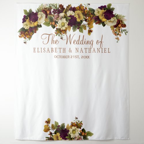 Autumn floral chic wedding photo booth backdrop