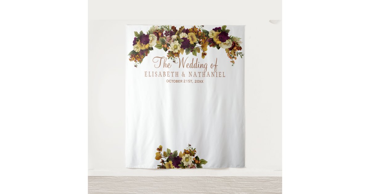 Autumn Floral Chic Wedding Photo Booth Backdrop Zazzle Com