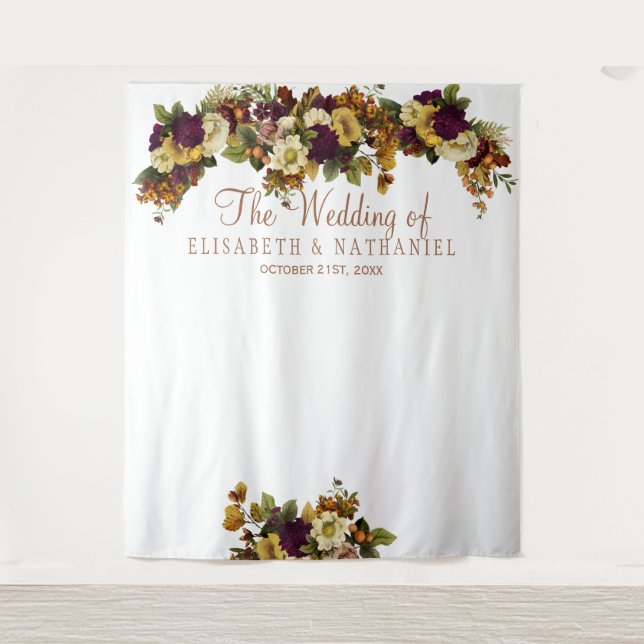 Autumn floral chic wedding photo booth backdrop (Front)