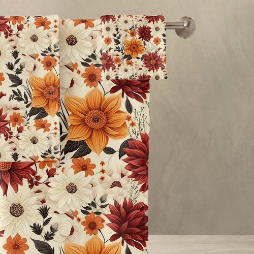 Autumn Floral Chrysanthemums Bath Towel Set