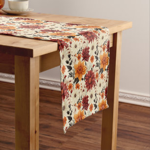 Autumn Floral Chrysanthemums Short Table Runner