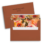 Autumn Floral Collage Lined Terracotta  Envelope<br><div class="desc">A terracotta envelope with a printed lining design of elegant autumn watercolor flowers and fall leaves is printed with your FREE return address on the back flap. MATCHING items in our store.</div>