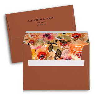 Autumn Floral Collage Lined Terracotta  Envelope