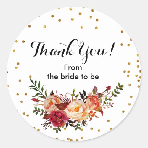 Autumn Floral Confetti Thank You Sticker