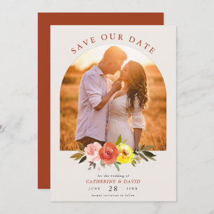 Autumn Floral Custom Couple Photo Wedding Arch Save The Date
