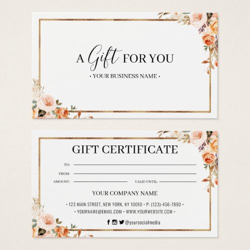 Autumn Floral Customized Gift Certificate