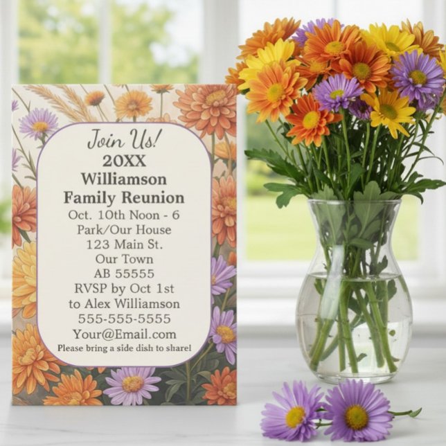 Autumn Floral Daisy Card Family Reunion Card (Creator Uploaded)
