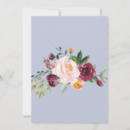 Autumn Floral | Dusty Blue Wedding Invitation | Zazzle