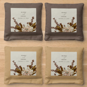 Autumn Floral Earthy Tones Watercolor Fall Wedding Cornhole Bags