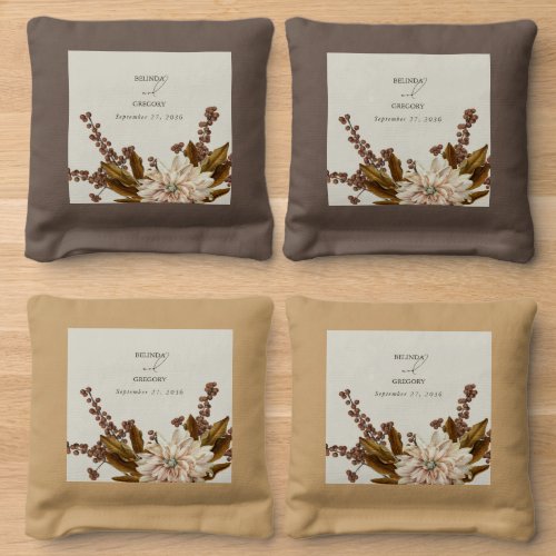 Autumn Floral Earthy Tones Watercolor Fall Wedding Cornhole Bags