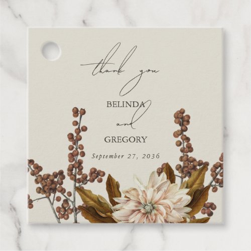 Autumn Floral Earthy Tones Watercolor Fall Wedding Favor Tags