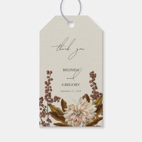 Autumn Floral Earthy Tones Watercolor Fall Wedding Gift Tags