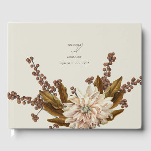 Autumn Floral Earthy Tones Watercolor Fall Wedding Guest Book